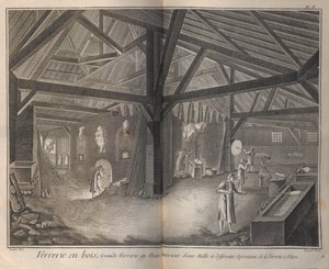 ガラス製造。デニス・ディドロとジャン・ル・ロン・ダランベールによる百科事典、1751-1765。 作： Robert Benard