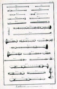 図8：ドゥニ・ディドロ（1713-84）とジャン・ル・ロンド・ダランベール（1717-83）の百科事典に掲載された管楽器 作： Robert Benard