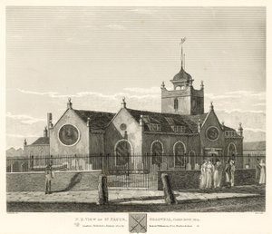 1819年に撮影されたロンドンのシャッドウェル、セントポールの北東ビュー 作： Robert Blemell Schnebbelie