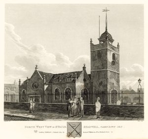 1817年に撮影されたロンドンのシャッドウェルのセントポールの北西ビュー 作： Robert Blemell Schnebbelie
