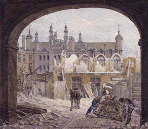 ギルドホール チャペルの解体、ロンドン、1820 年 作： Robert Blemmell Schnebbelie