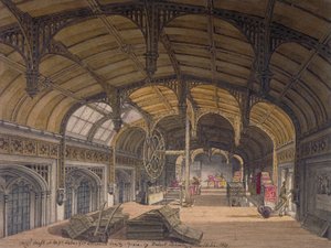 1819年、ロンドン市、ビショップスゲート36番地のクロスビー・ホールの内観 作： Robert Blemmell Schnebbelie