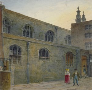 ギルドホール チャペルの北側、カットスロート アレーへの入り口、シティ オブ ロンドン、1820 年 作： Robert Blemmell Schnebbelie