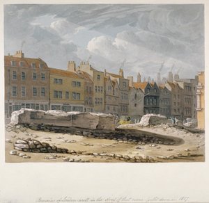 1817 年に取り壊されたロンドンの壁の残骸、ロンドン市、1817 年 作： Robert Blemmell Schnebbelie