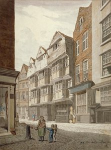 造船所、ウェストミンスター、ロンドン、1815年にある古い木造家屋の南西の眺め 作： Robert Blemmell Schnebbelie