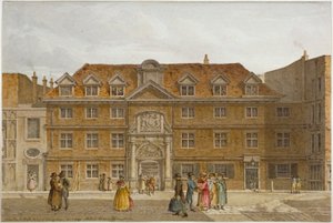 1819 年、ロンドン市、キング ストリートのブラックウェル ホールの眺め。 作： Robert Blemmell Schnebbelie