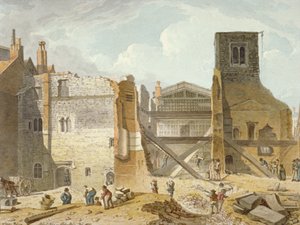サヴォイ宮殿の解体の様子、ウェストミンスター、ロンドン、1820 年 作： Robert Blemmell Schnebbelie