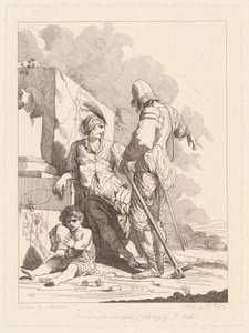 2 人の兵士とヘルメットをかぶった子供 作： Robert Blyth, after John Hamilton Mortimer