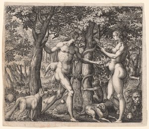 アダムとイブ、1500年代後半。 作： Robert Boissard