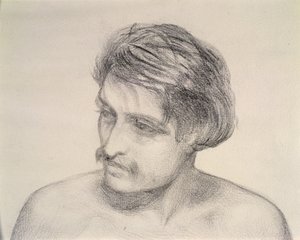 男の頭の習作（紙に鉛筆） 作： Robert Braithwaite Martineau