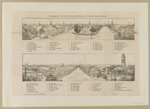 レスター・スクエアのパノラマで展示されているニューヨークの景色の説明。 作： Robert Burford