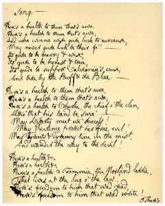 彼らへの健康はそれだああ、c1792。 作： Robert Burns