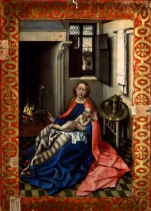 暖炉の前のマドンナと子供、1430年代。 作： Robert Campin