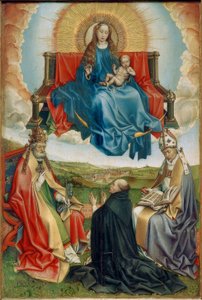 創始者と聖ペテロと聖アウグスティヌスと栄光のマドンナ 作： Robert Campin