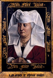 "マリー・ド・パシーの肖像" フランドルの巨匠ロベール・カンパン（1378-1444）の絵画 1415-1440 トゥルネーベルギー美術博物館 作： Robert Campin