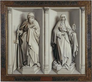 メアリーとジョセフの結婚。逆行する 作： Robert Campin