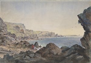フォイルフンメルム湾、バレンシア、ケーブルが通る地点から海の方を見る、1865-66. 作： Robert Charles Dudley