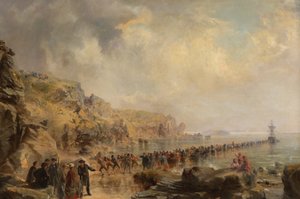 大西洋ケーブルの海岸端に上陸、1866 年。 作： Robert Charles Dudley
