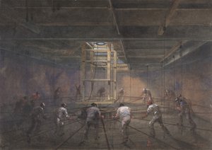 グレート イースタン号に搭載されたタンクの 1 つの内部の眺め、1865 ～ 66 年。 作： Robert Charles Dudley