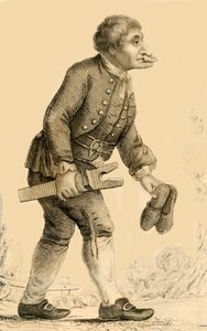 1821年、ヨークシャーのリッポンでよく知られたキャラクター、オールドブーツ。 作： Robert Cooper