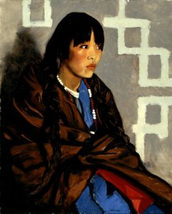 インドの少女、またはジュリアニータ、1917年頃（キャンバスに油彩） 作： Robert Cozad Henri