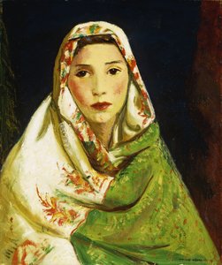オリエンタルスカーフを持つメキシコの少女、1916年 作： Robert Cozad Henri