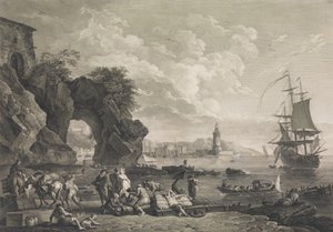 ナポリ近郊のパウジリーペの眺め、1785 年。 作： Robert Daudet