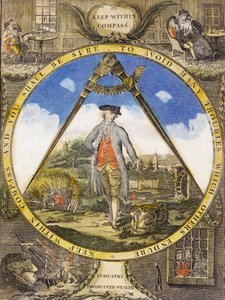 コンパス内に保管します。 1784（手塗りのエッチングと彫刻）