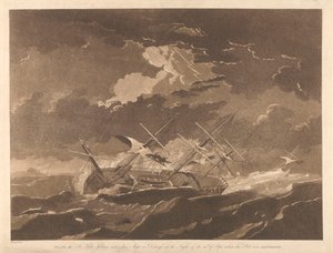 プレート III.艦隊が分散した9月16日の夜、遭難した「レディ・ジュリアナ」と他の船。 作： Robert Dodd