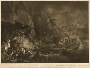 1786年1月5-6日夜、東インド会社の船「ハーズウェル号」の遭難（アクアチント、エッチング） 1786年頃 作： Robert Dodd