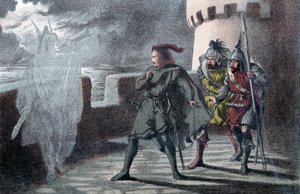 エルシノア城の胸壁で父親の幽霊を見たハムレット 作： Robert Dudley