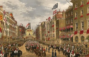 テンプル・バー、ロンドン、1863年3月7日（エングレーヴィング） 作： Robert Dudley