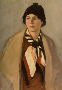 アーティストの妻の肖像（ボードに油彩） 作： Robert Ernest McEune