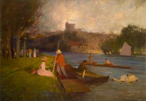O Tâmisa em Windsor (óleo a bordo) 作： Robert Ernest McEune