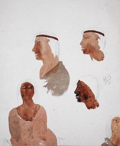 Fuegian Types, c.1832 (pencil and watercolor on paper) 作： Robert Fitzroy