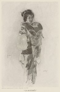 ヘンリー・ウルフ（1852-1916）が彫った「スクリブナーズ・マガジン」のイラスト「La Mousmee」。 作： Robert Frederick (after) Blum