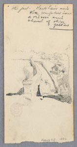 素描、高台から市街地を望む（レクト）、壺を持つ女性（裏面）、1882年 作： ロバートフレデリックブルーム