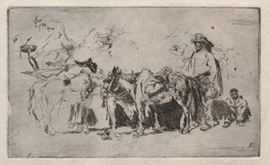 男性とロバ、ローマ、1880。 作： Robert Frederick Blum
