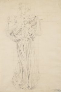 ムードトゥミュージックの研究、1893-95年（バフウォーブ紙に黄色の鉛筆が描かれたグラファイト） 作： Robert Frederick Blum
