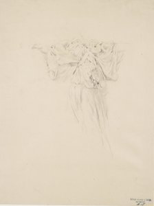 Moods to Musicの壁画のカーテンの研究、1893〜95年（バフウォーヴ紙に黄色の鉛筆が描かれたグラファイト） 作： Robert Frederick Blum