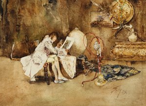 水彩画の愛好家、1878 作： Robert Frederick Blum