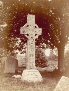 Castledermot、Co。キルデア、アイルランドで南高十字架（セピア写真）