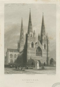 リッチフィールド大聖堂-ウェストフロント：スティール・エングレーヴィング、nd [c 1835-1842] (プリント) 作： Robert Garland