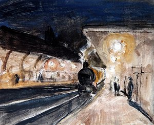 Brentwood Station, c.1920 (鉛筆、インク、水彩、ボディカラー、紙) 作： Robert Graham Dryden Alexander