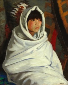 白い毛布のインドの女の子 作： Robert Henri