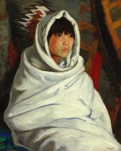 白い毛布を着たインドの少女、1917年。