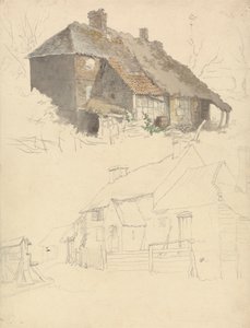 コテージのスケッチ: 1 枚のシートに 2 つのスタディ 作： Robert Hills