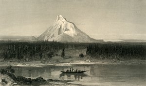 「コロンビア号からのフッド山」、1872 年。 作： Robert Hinshelwood