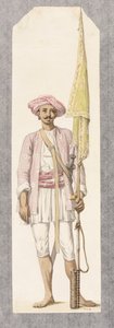 ティプー・スルタンのロケットマン（1750-99）、1793-4（紙にトイレ） 作： Robert Hone