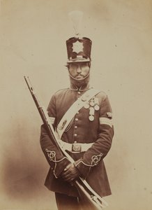 色の軍曹ジョンポール、ロイヤルサッパーズアンドマイナーズ、1856年（セピア写真） 作： Robert Howlett